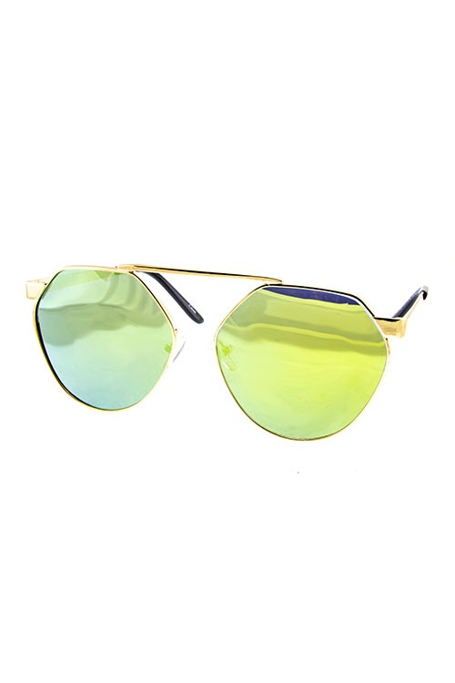 Geometrical Top Bar Nose-Less Mirrored Sunglasses