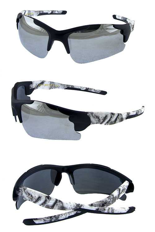 Mens athletic square rimless style sunglasses