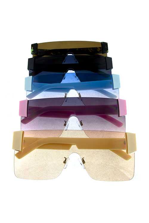 Womens monolens square rimless plastic sunglasses