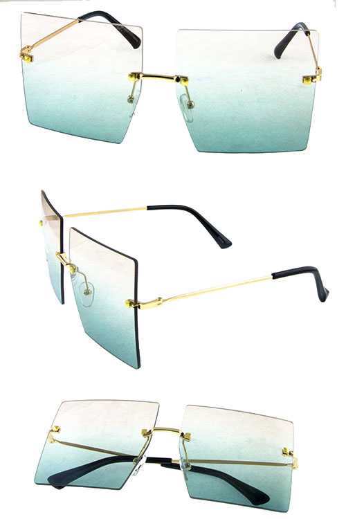 Womens metal rimless square style sunglasses