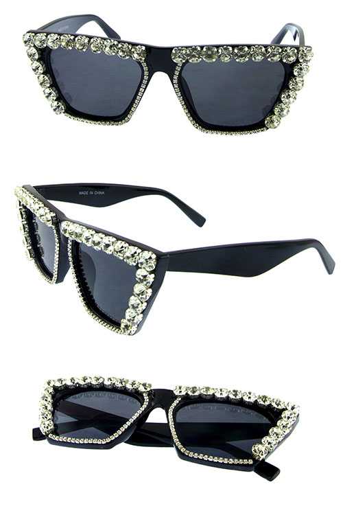 Womens modern rhinestone high pointed sunglasses