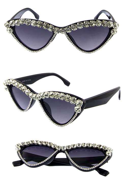 Womens rhinestone cateye style plastic sunglasses
