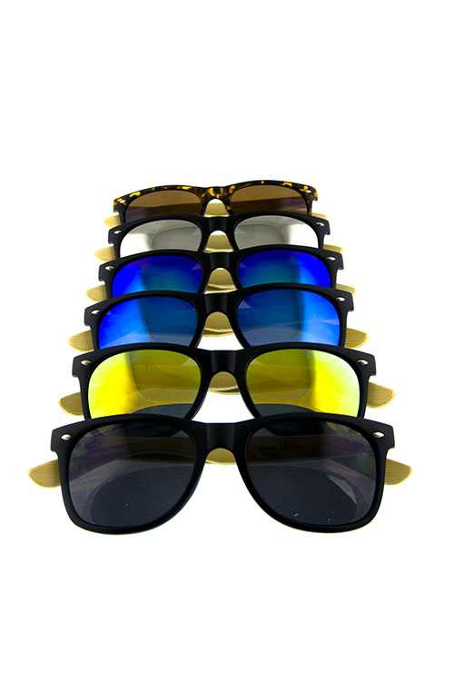 Mens real bamboo wood square style sunglasses