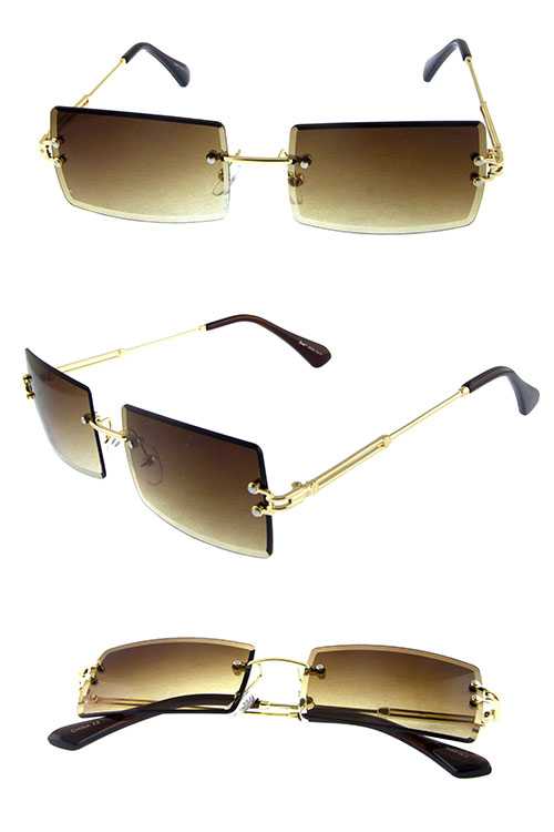 Womens metal rimless square shaped sunglasses