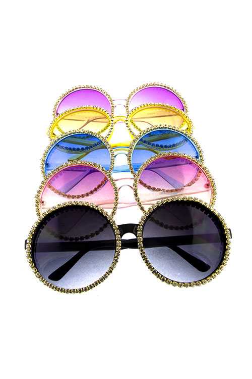 Womens round circle rhinestone sunglasses