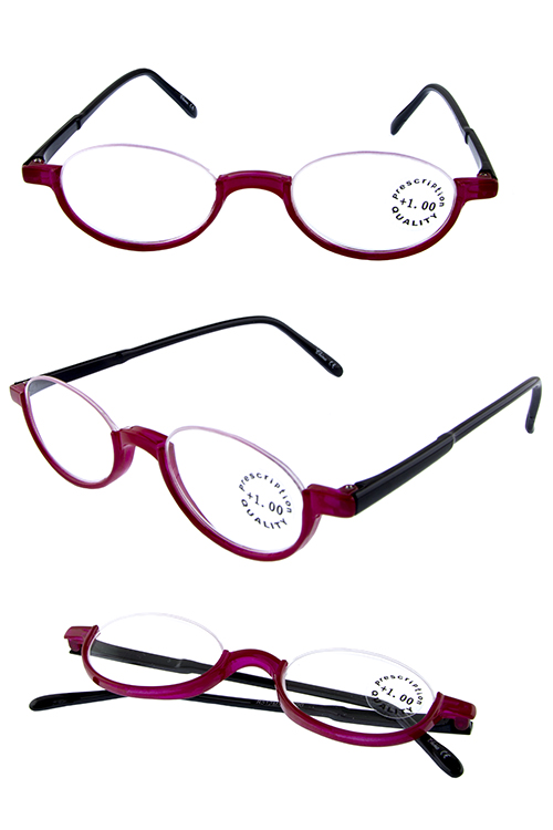 Rimless semi frame plastic reading glasses