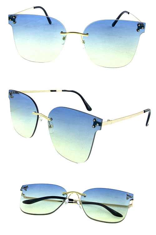Womens high pointed rimless metal sunglasses