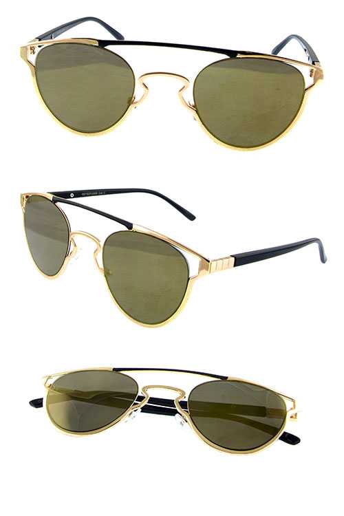 Womens metal rebar rounded vintage sunglasses