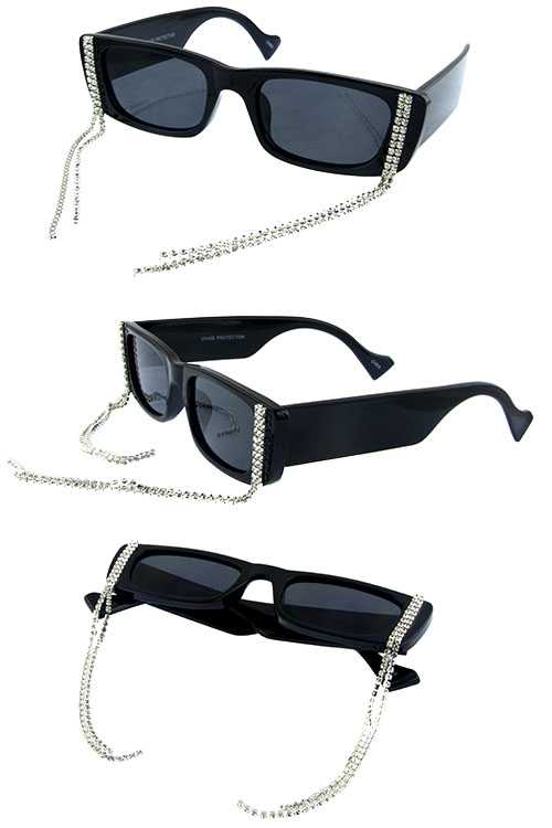 Womens rhinestone vintage square sunglasses