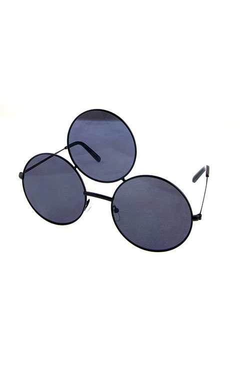 Womens metal triple geometric round sunglasses