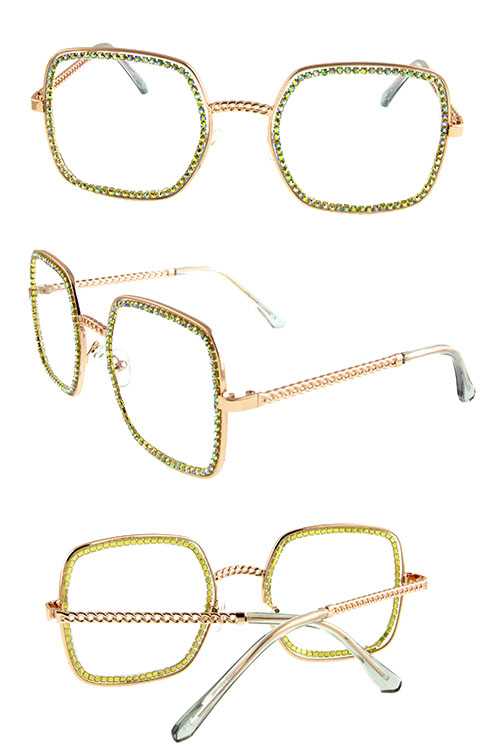 Womens rhinestone square clear lens sunglasses