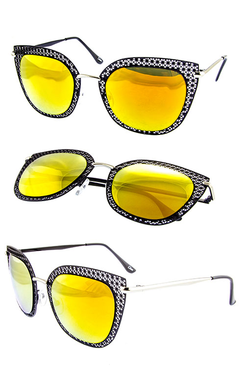 womens metal cutout high pointed sunglasses