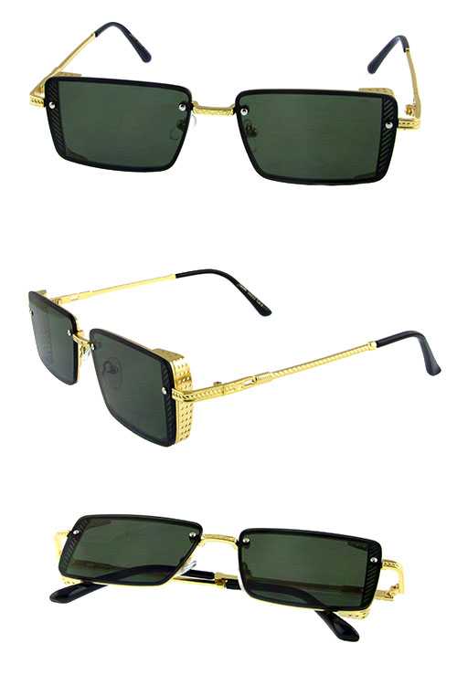 Unisex square metal rimless fashion sunglasses