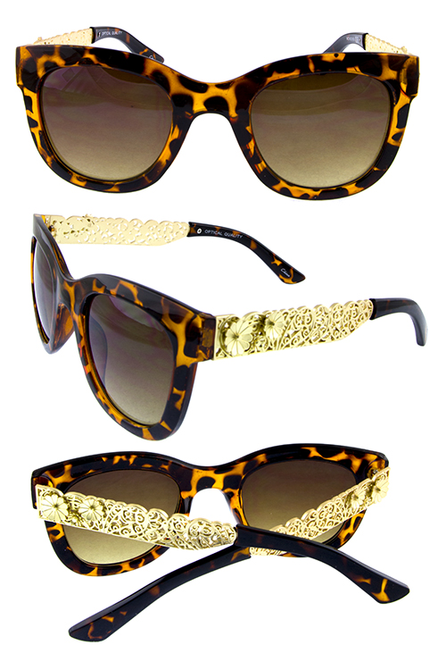 Womens blended floral metal arm detail sunglass