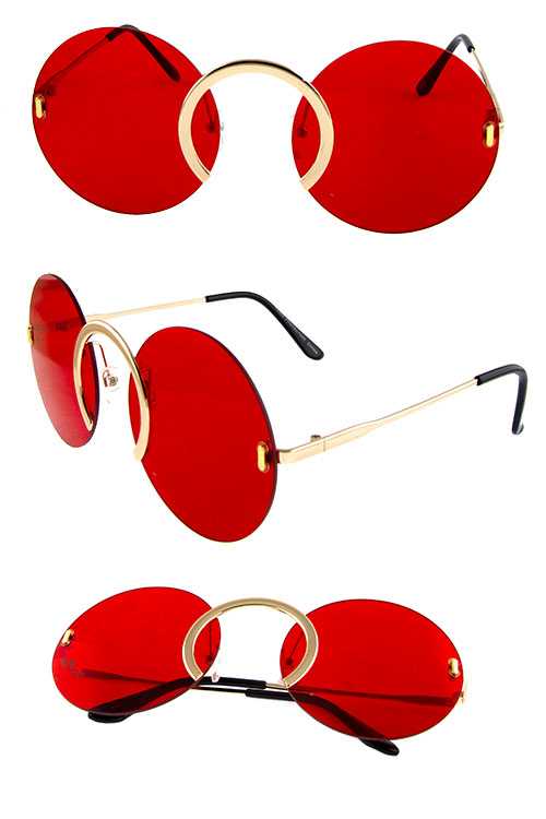 Womens rimless rounded modern metal sunglasses