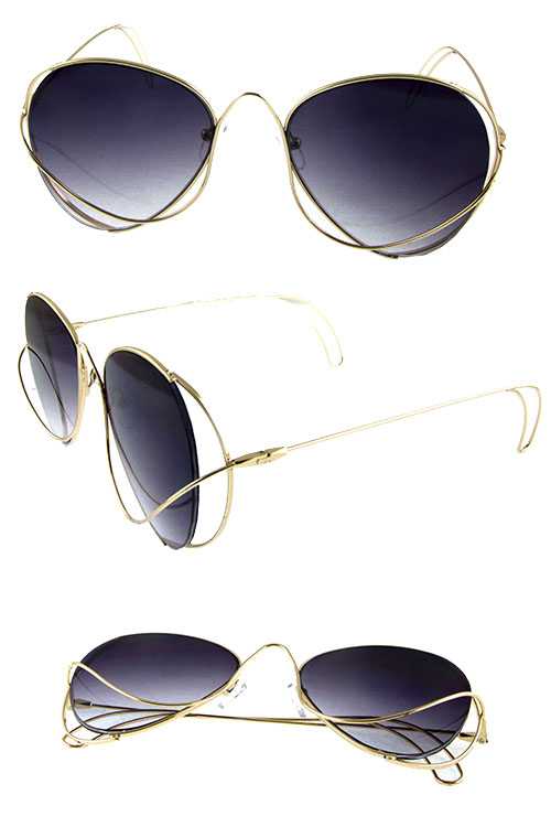 Womens rounded quirky metal fashion sunglasses