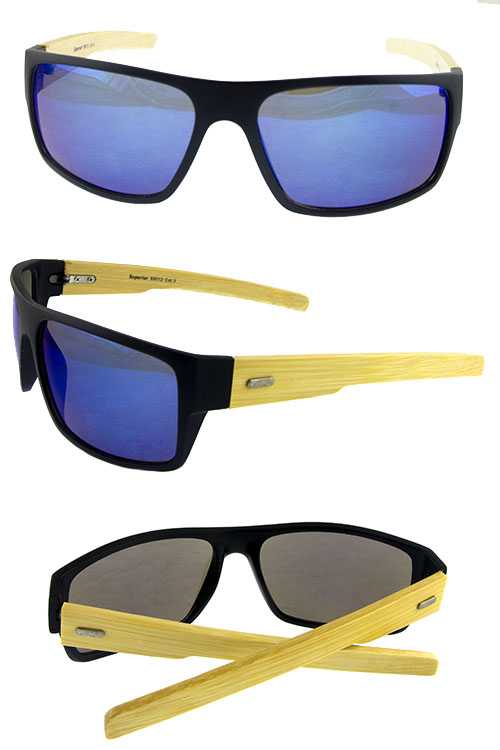 Mens real bamboo square style sunglasses