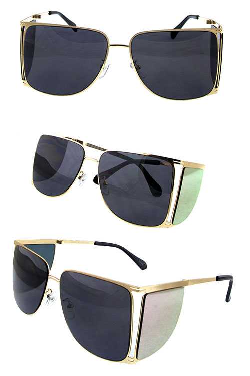 Womens sideshield metal modern sunglasses