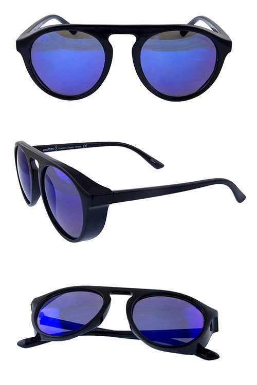 Unisex rounded sideshield plastic sunglasses