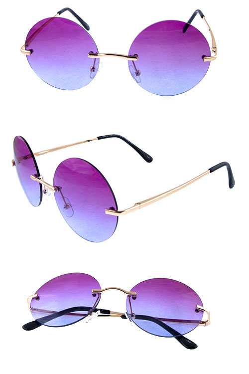 Womens metal rimless round sunglasses