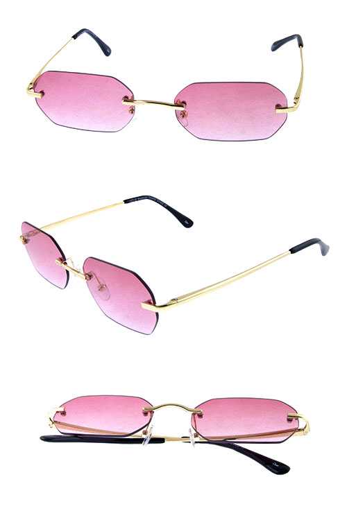 Womens rimless metal square sunglasses