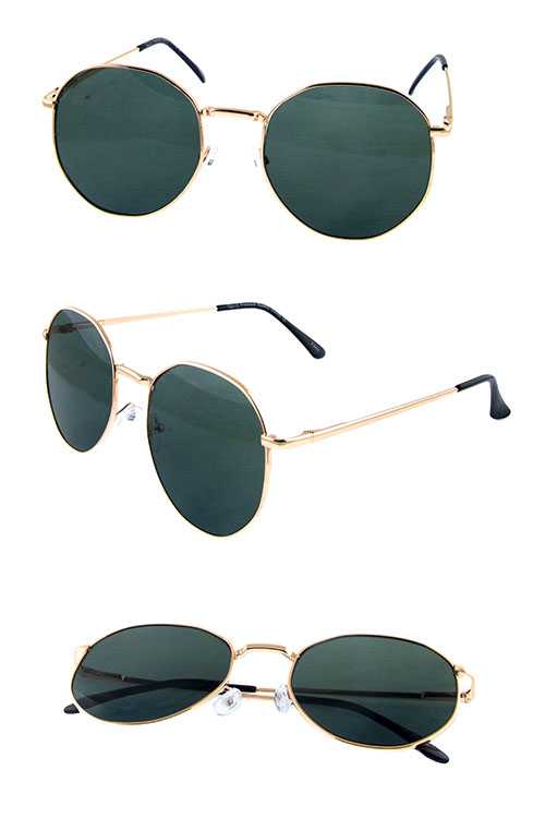 Womens rounded metal high fashion sunglasses