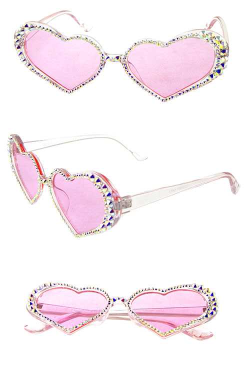 Womens rhinestone heart style sunglasses