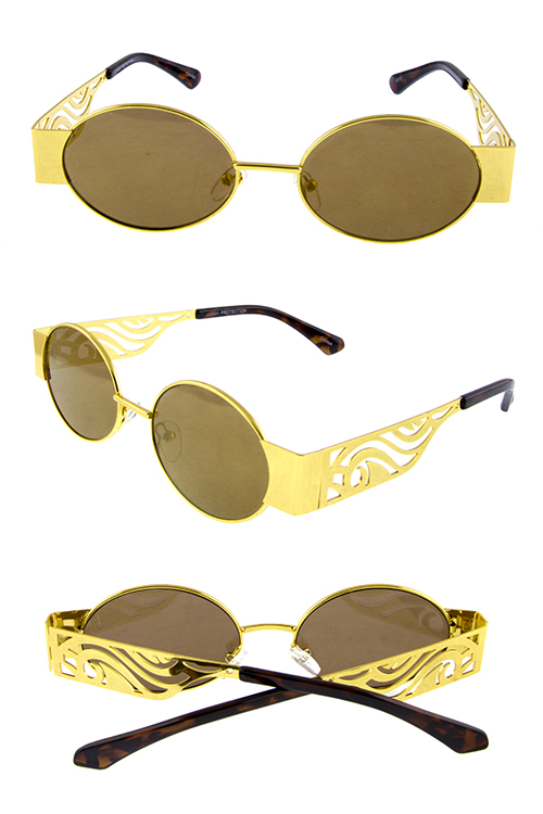 Unisex oval geometric rounded metal sunglasses