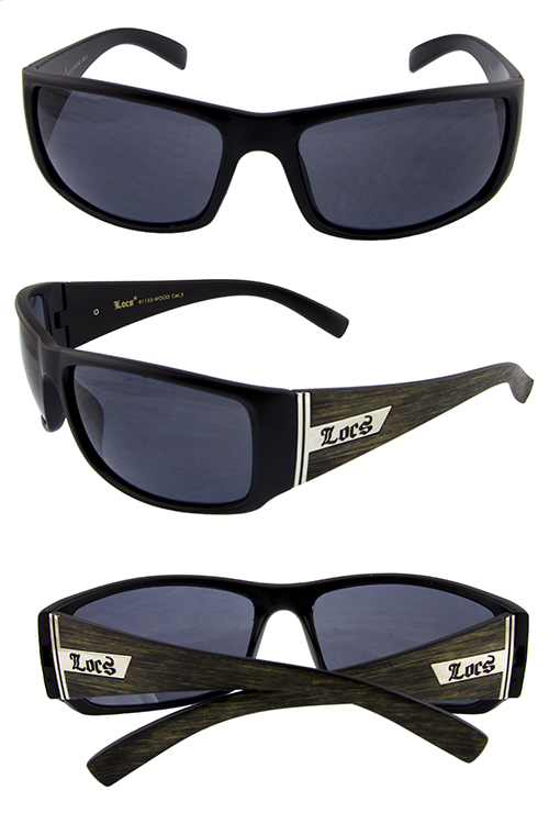 Mens Locs square plastic woodlike sunglasses