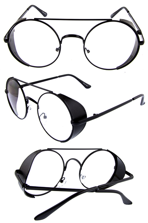 Women clear lens round sideshield sunglasses