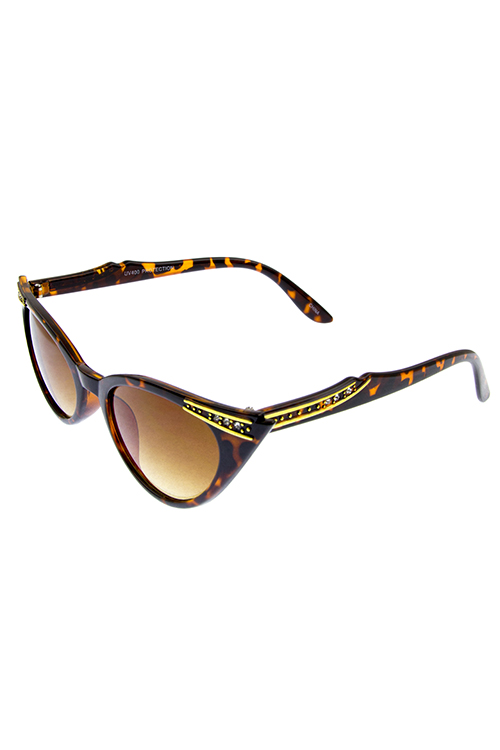 Womens rhinestone detailed catty frame sunglasses