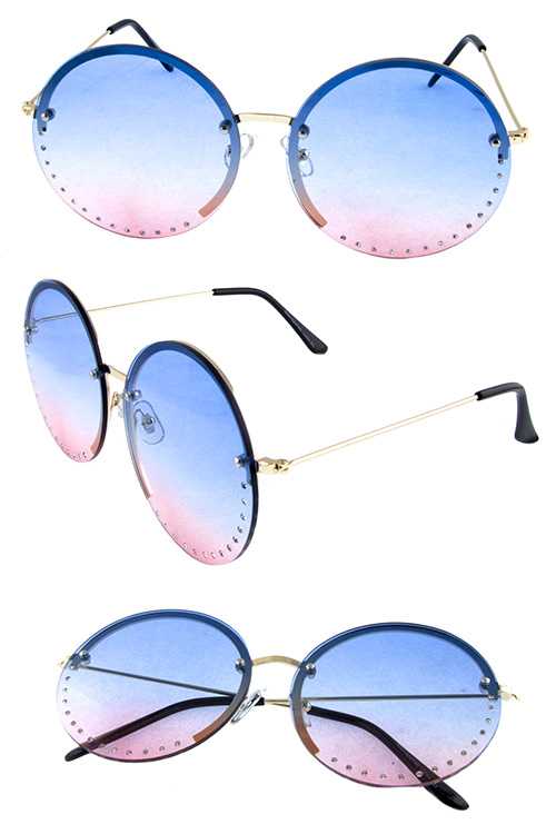 Womens rhinestone round circle fashion sunglasses