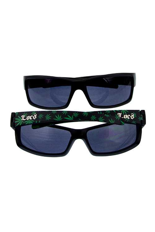 Mens green leaf bud locs plastic sunglasses