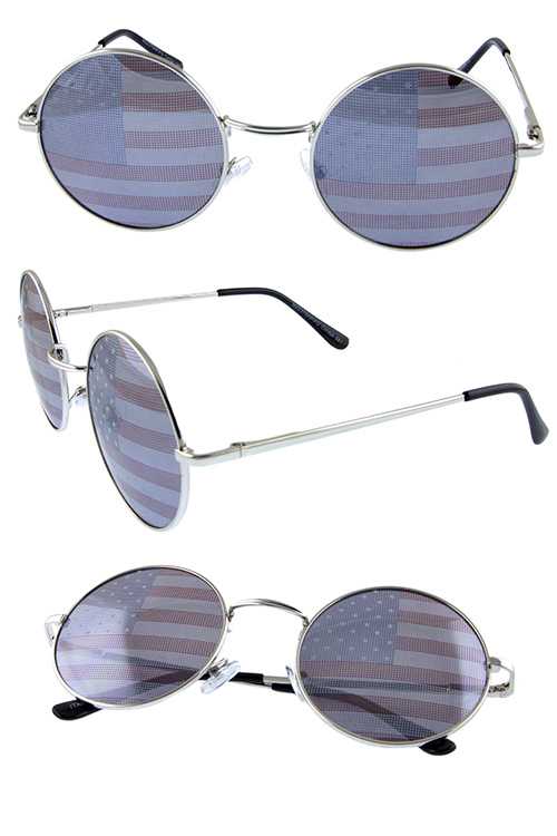 Unisex metal round circle usa flag sunglasses