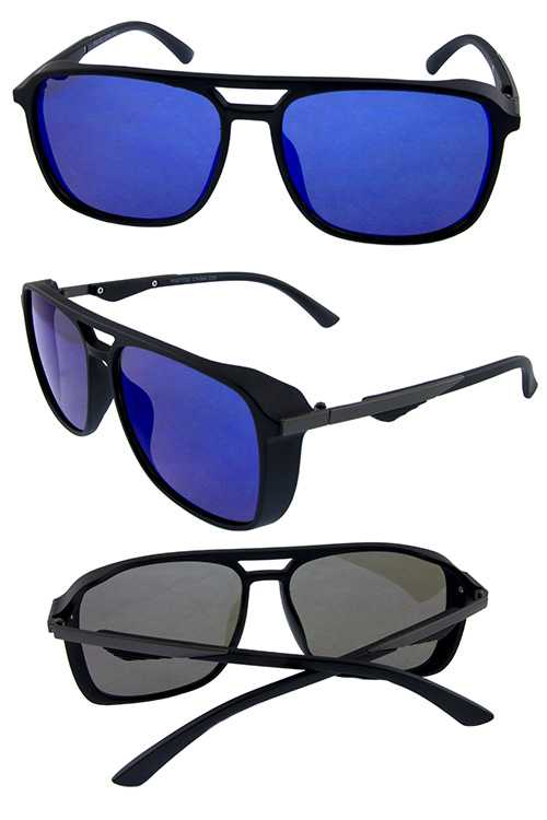 Unisex sideshield square plastic sunglasses