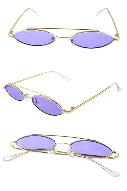 Womens oval rebar metal vintage style sunglasses