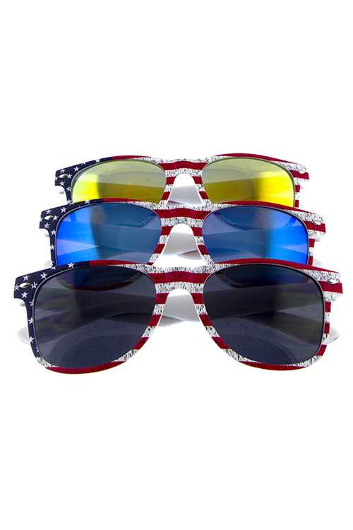 Unisex horn rim square flag style sunglasses