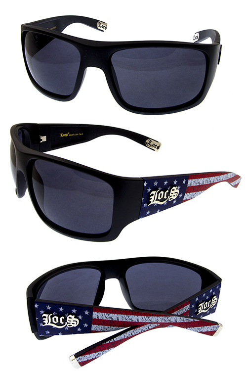 Mens Locs USA style square fully rimmed plastic sunglasses