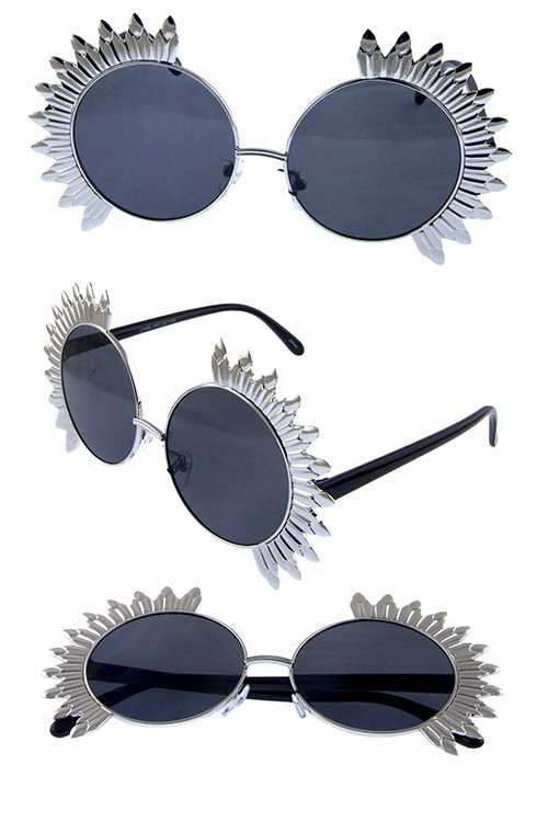 Womens metal rounded circle funk style sunglasses