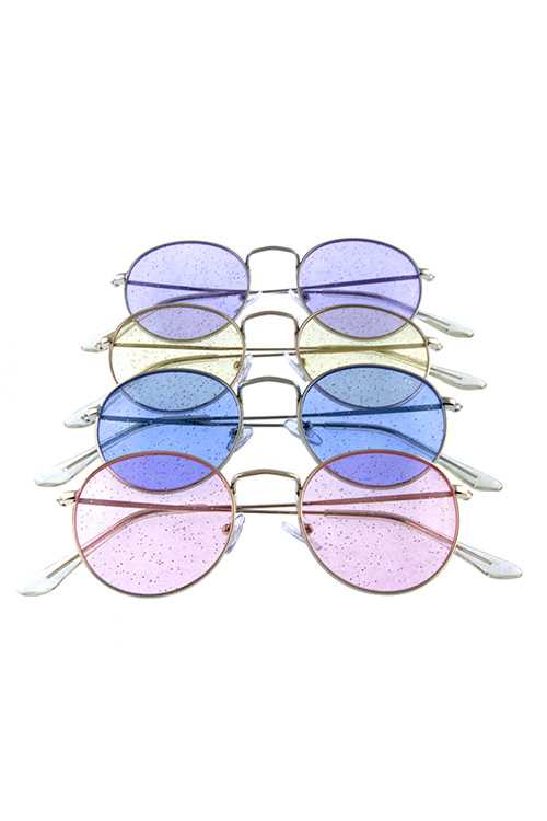Womens metal glitter lens retro square sunglasses