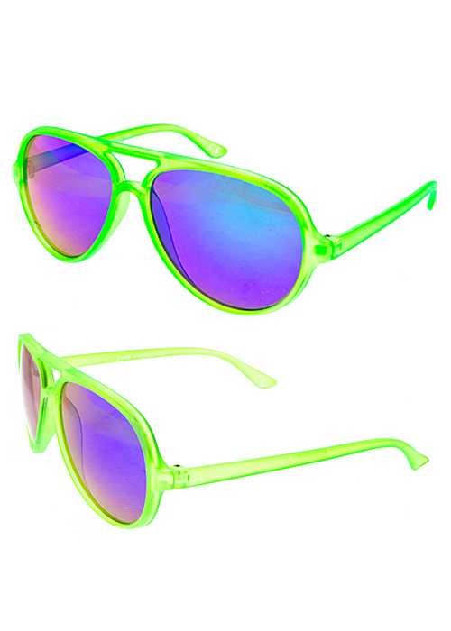 Bright Neon Plastic Aviator Kids Sunglasses
