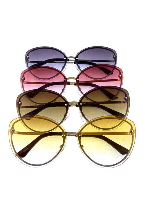 Womens rimless cat eye metal style sunglasses