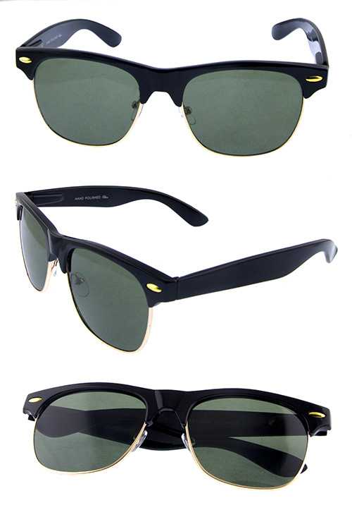 Unisex style horn rimmed semi rimless sunglasses