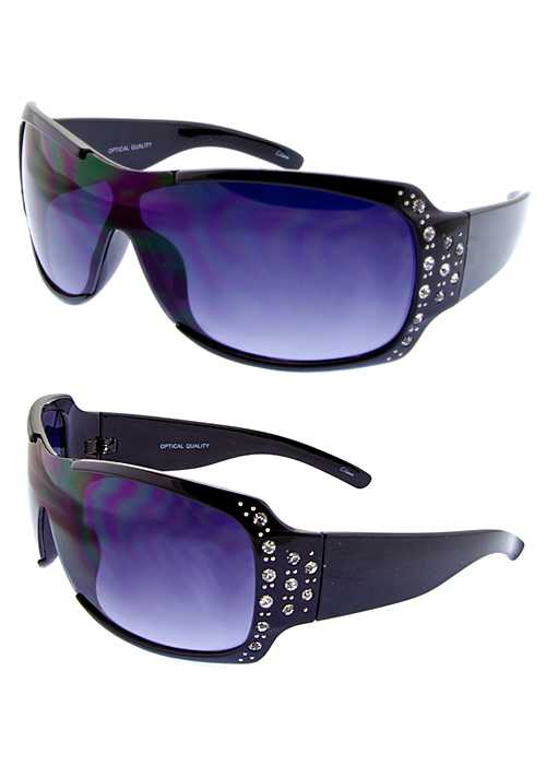 Women's Shield Rhinestone Sunglasses