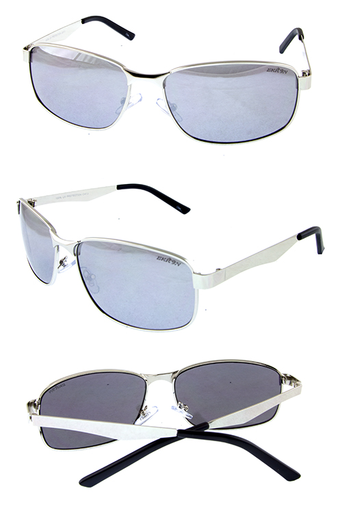 Mens metal simple square fully rimmed style sunglasses
