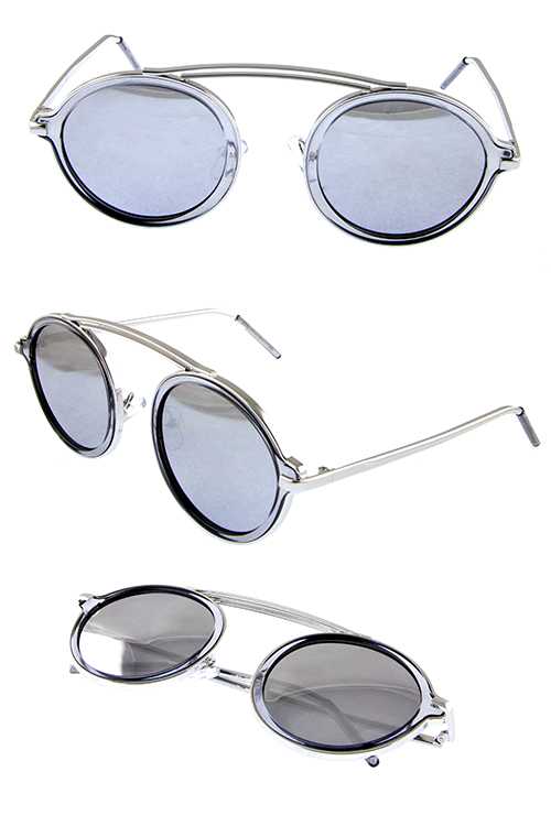Womens circle nosebridgeless metal rebar style sunglasses