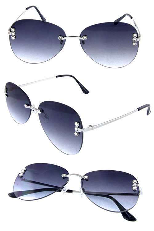 Womens rimless rounded square fashion sunglasses