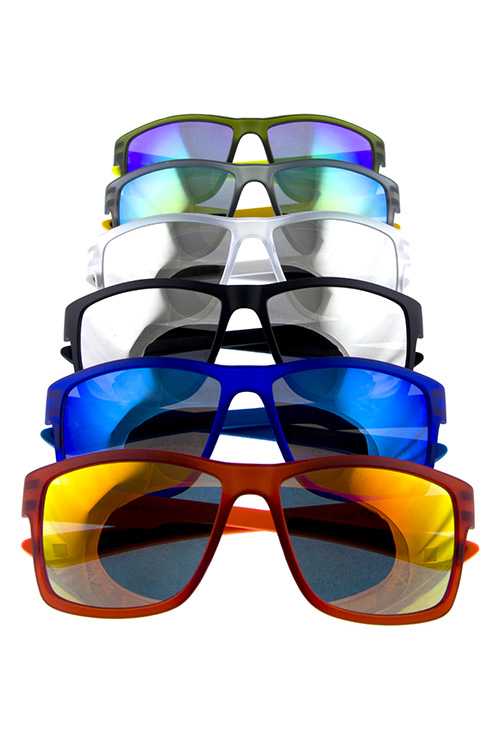 Mens reflective lens square plastic sunglasses