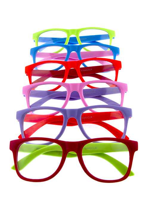 Kids clear lens colorful plastic horn sunglasses