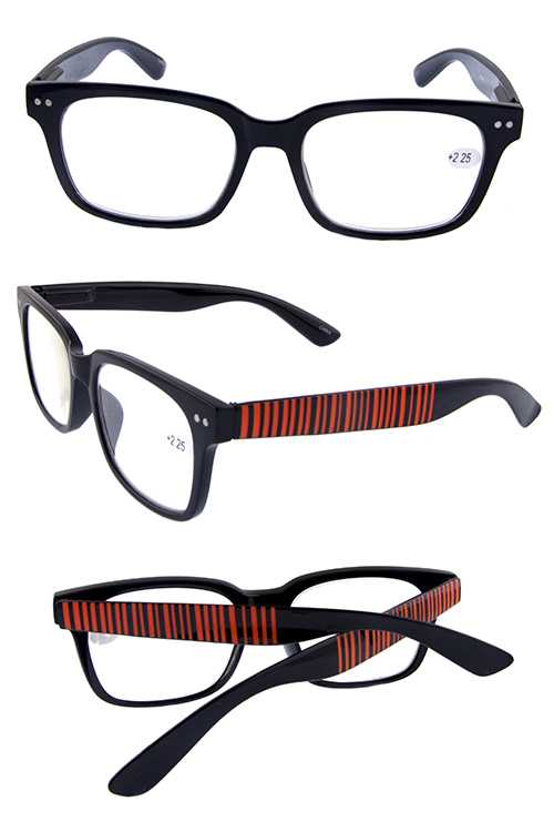 Square style color arm detailed reading glasses